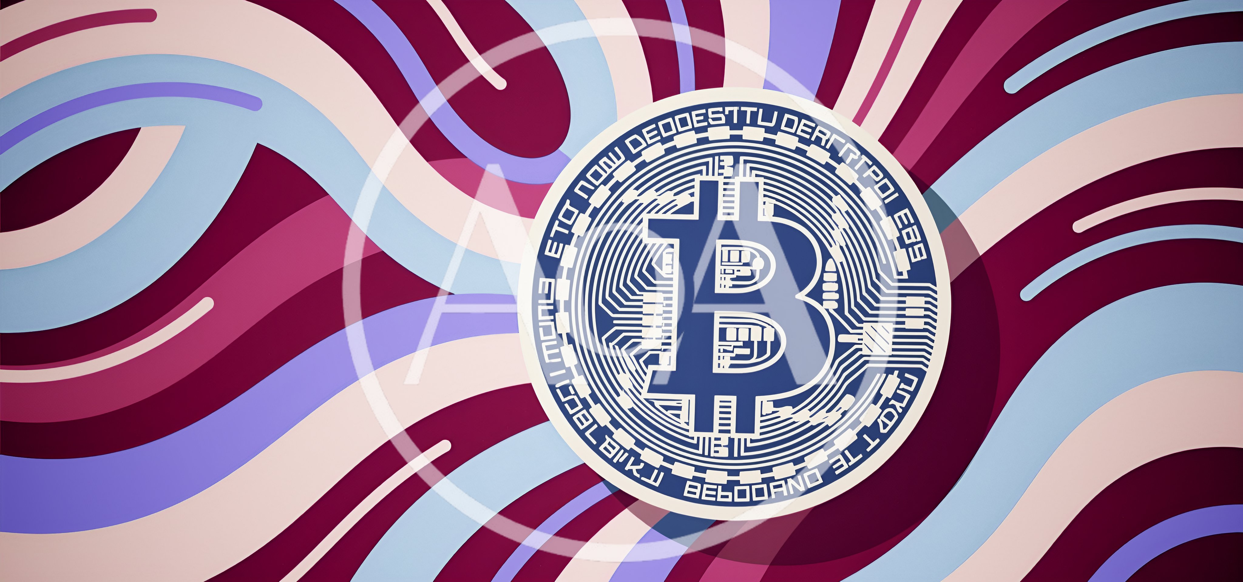 Bitcoin Cryptocurrency Symbol On Abstract Wavy Background