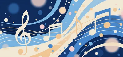 Abstract Musical Background With Treble Clef And Notes
