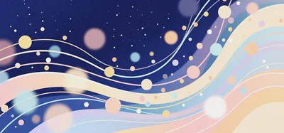 Abstract Wavy Background With Floating Pastel Spheres