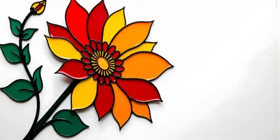 Stained Glass Style Flower Art Illustration