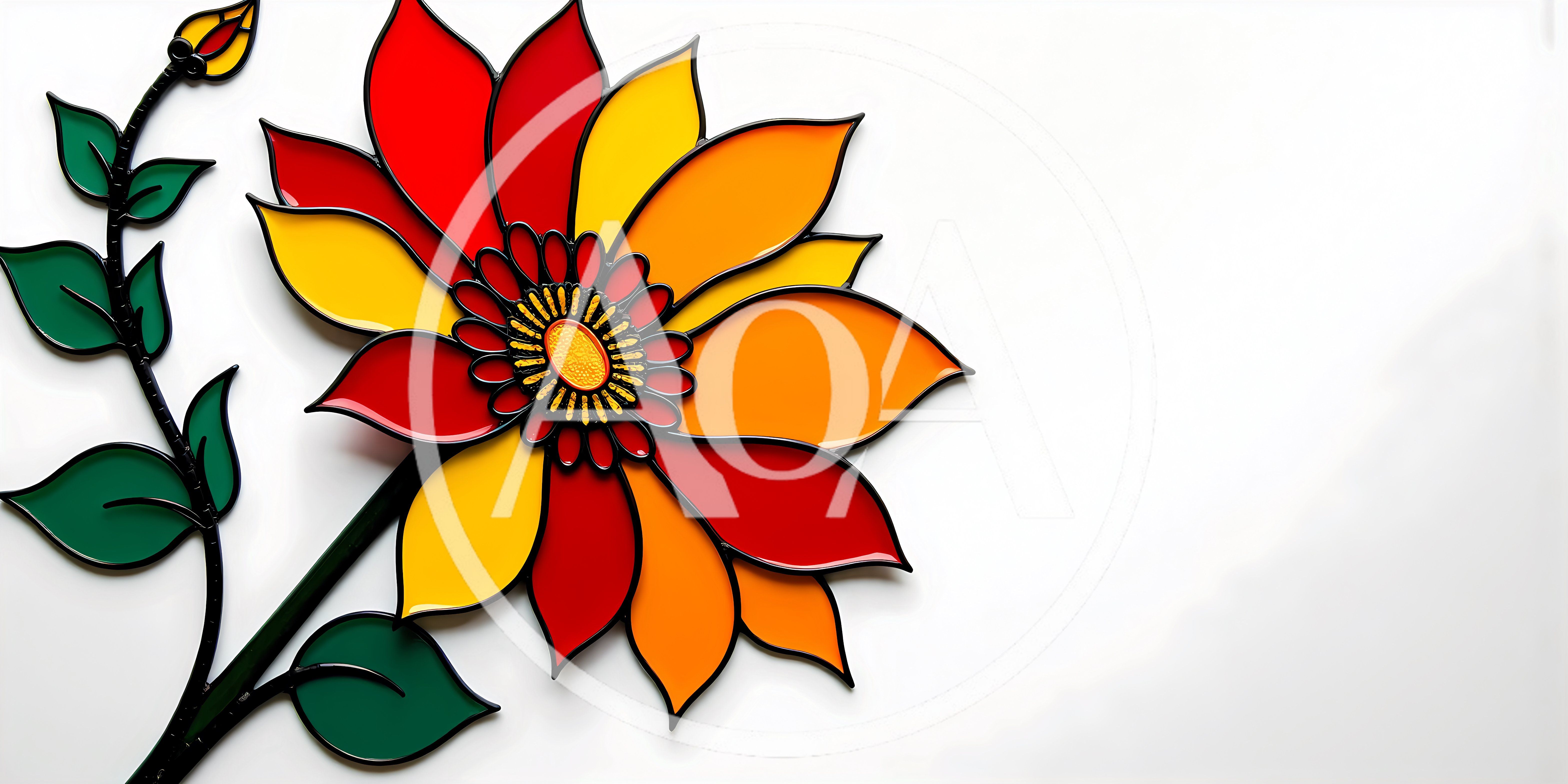 Stained Glass Style Flower Art Illustration