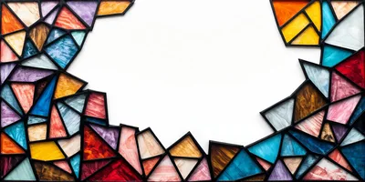 Abstract Stained Glass Mosaic Frame With White Center