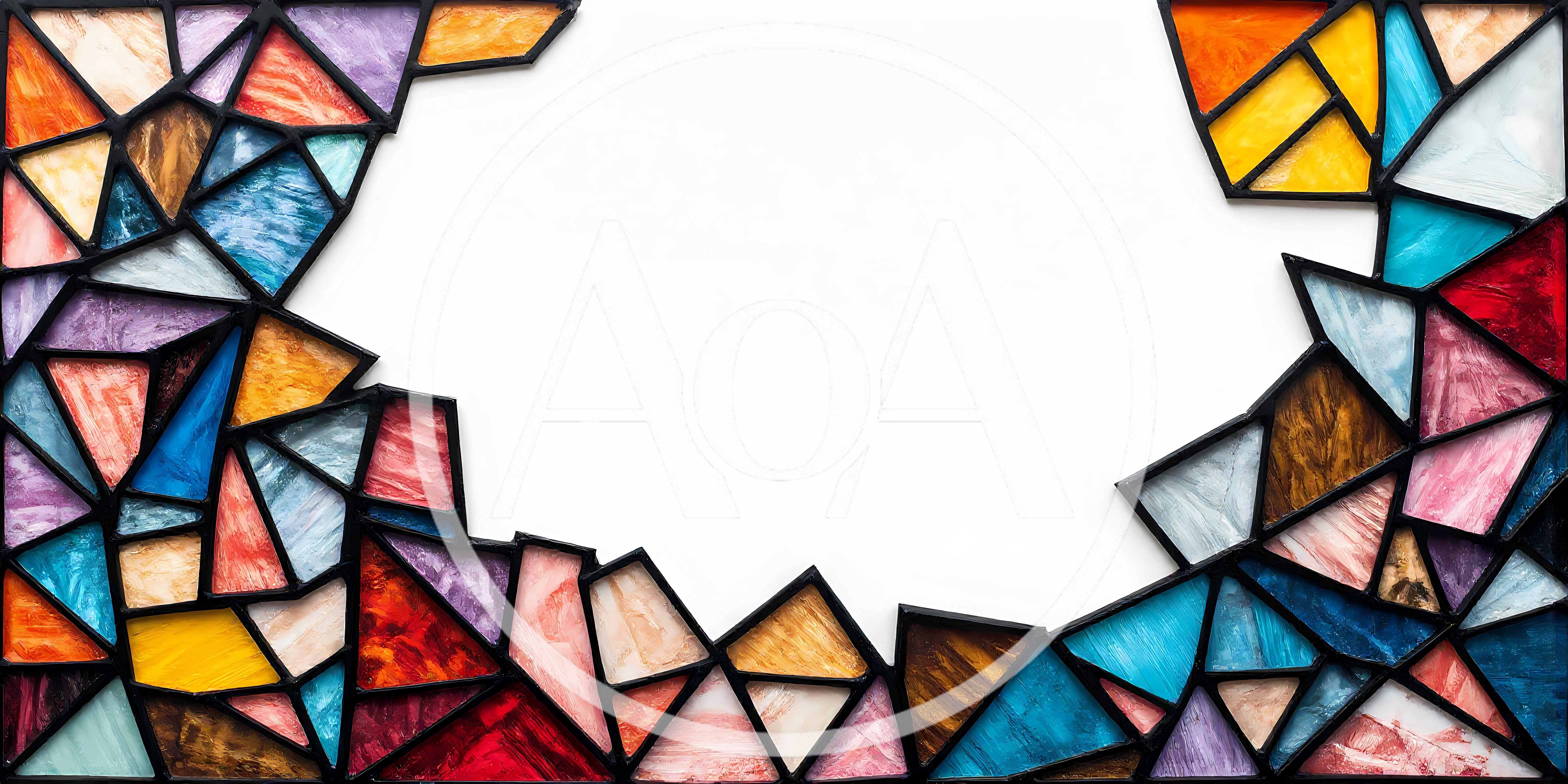 Abstract Stained Glass Mosaic Frame With White Center