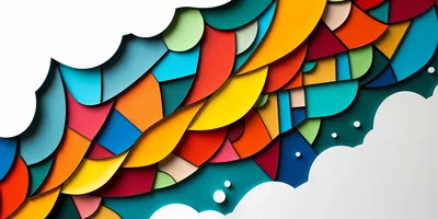 Abstract Paper Cutout Layered Colorful Wave Pattern