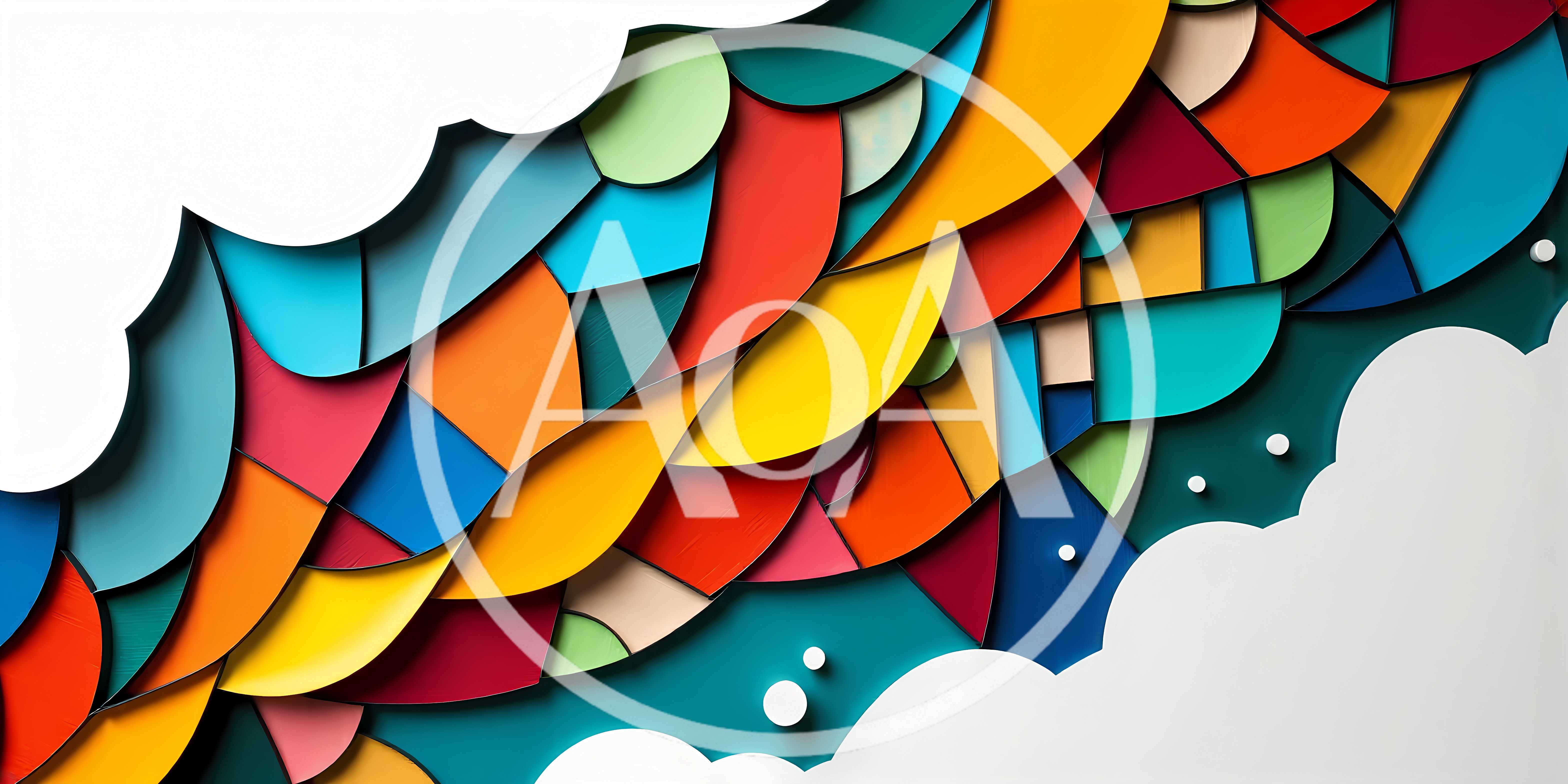 Abstract Paper Cutout Layered Colorful Wave Pattern