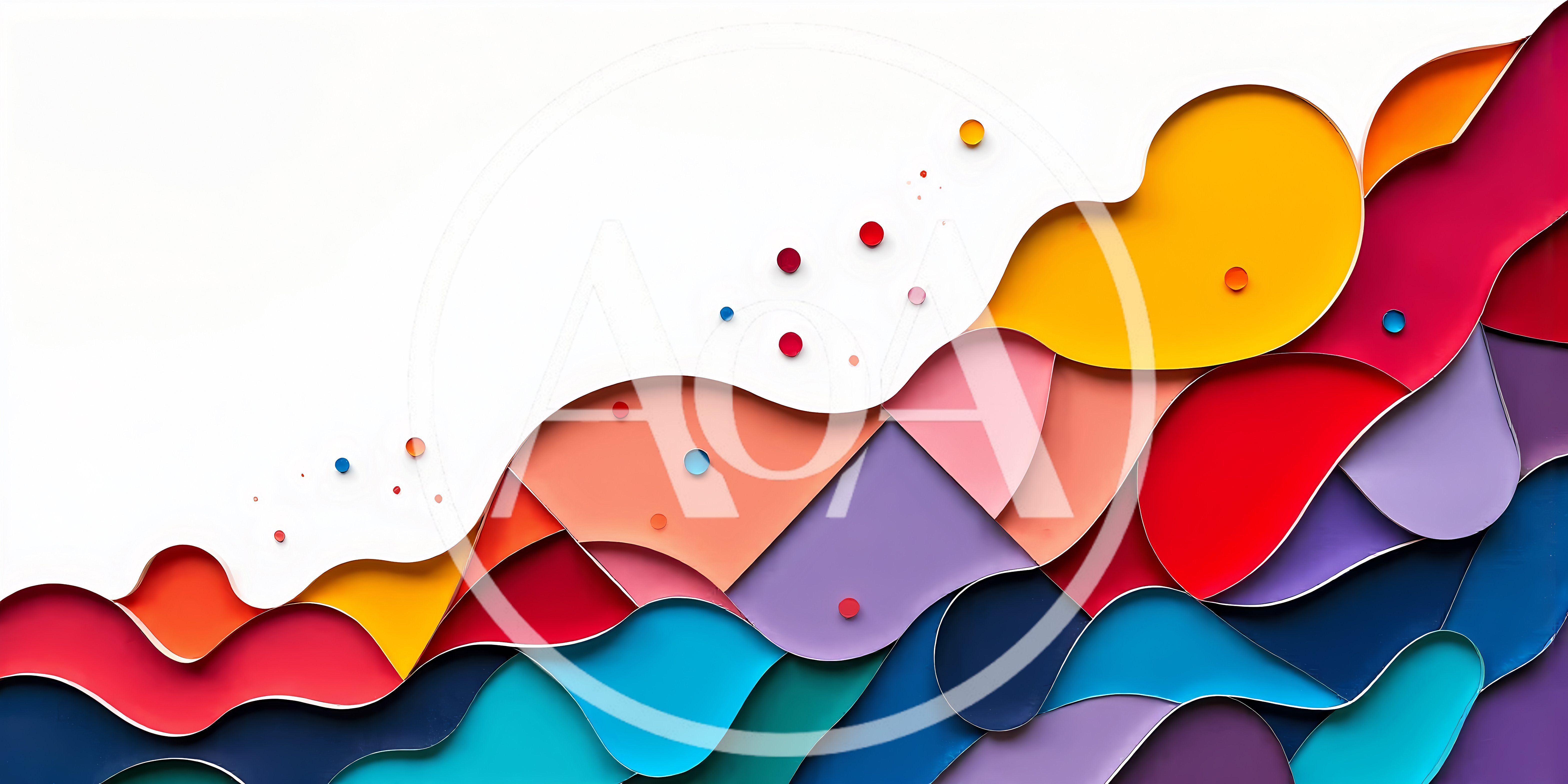 Abstract Paper Cutout Layers With Colorful Wavy Shapes