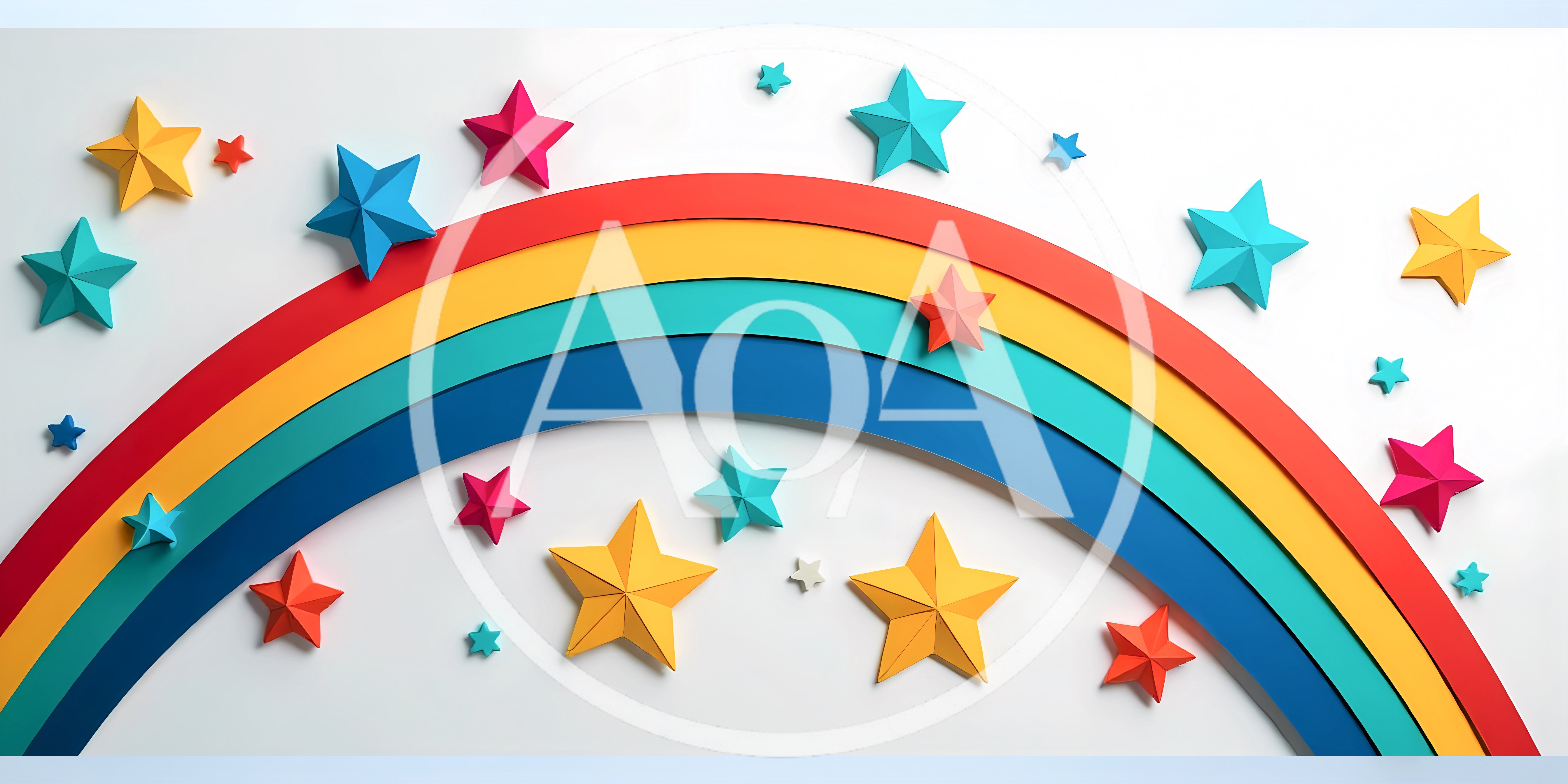 Colorful Paper Rainbow With Decorative Stars