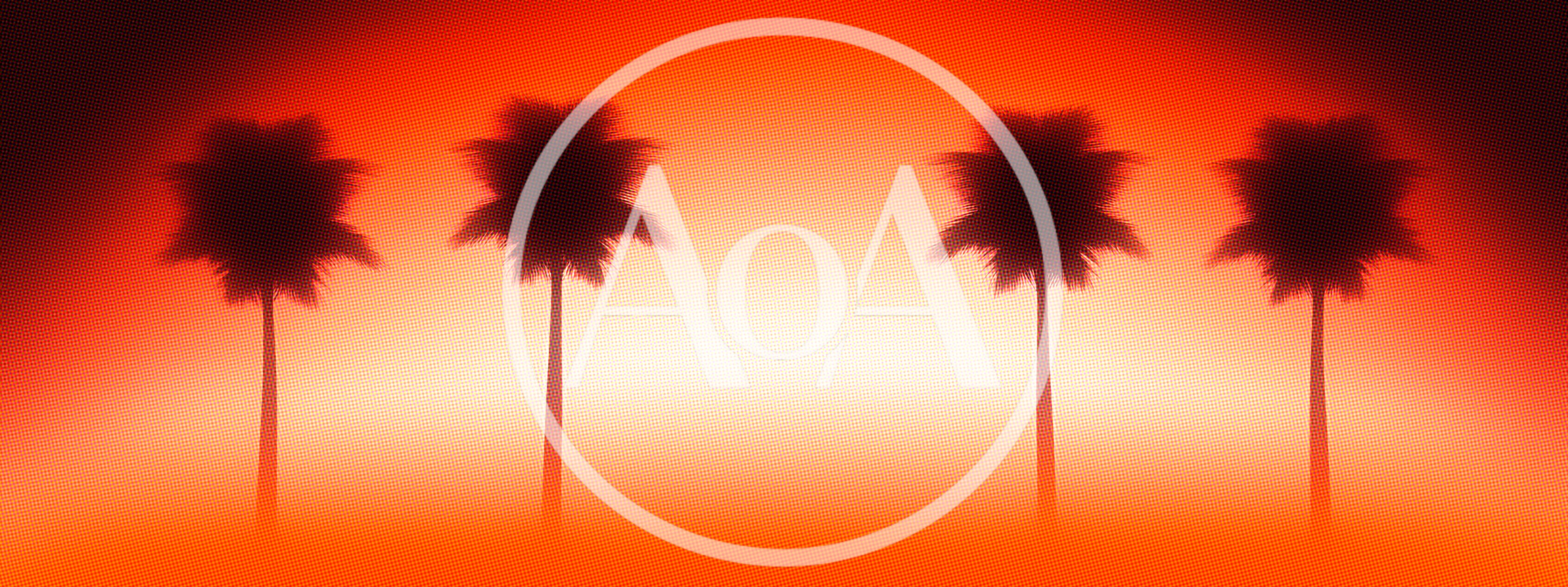 Four Silhouetted Palm Trees Against A Vibrant Sunset