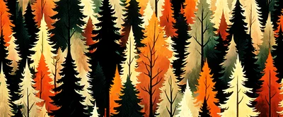 Stylized Autumn Forest With Vibrant Fall Foliage