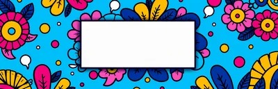Colorful Floral Doodle Background With Central White Frame