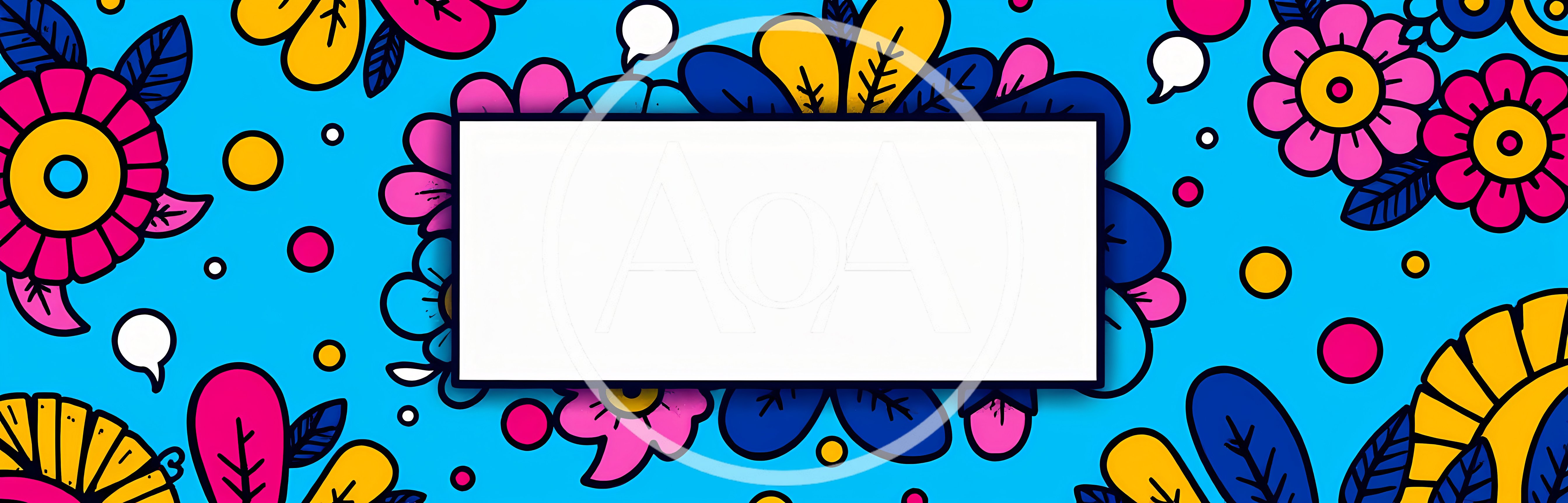 Colorful Floral Doodle Background With Central White Frame