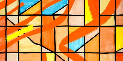 Abstract Stained Glass Style Geometric Painting