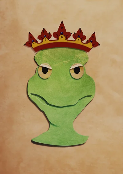 Paper Cutout Frog King Illustration