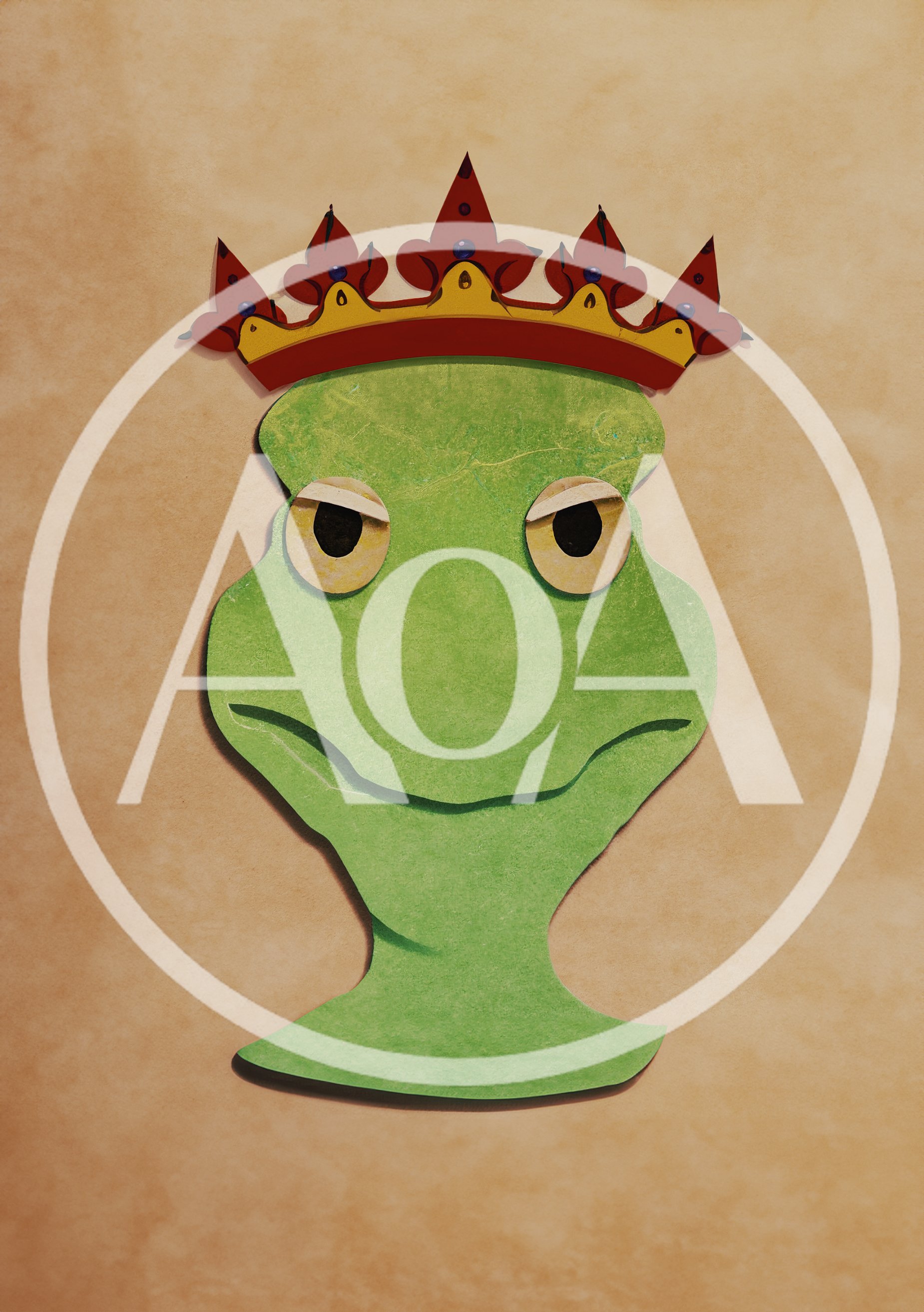 Paper Cutout Frog King Illustration