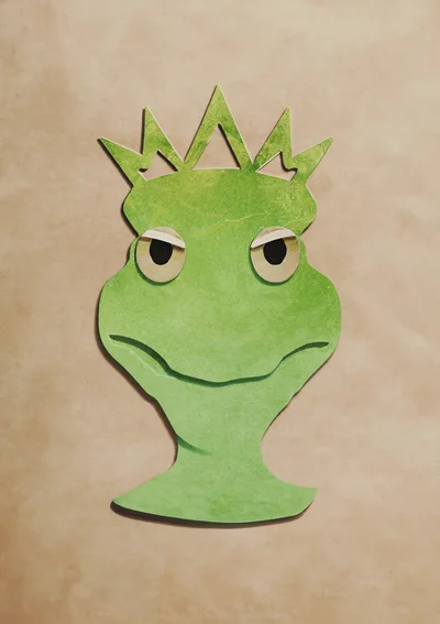Paper Cutout Frog King Illustration