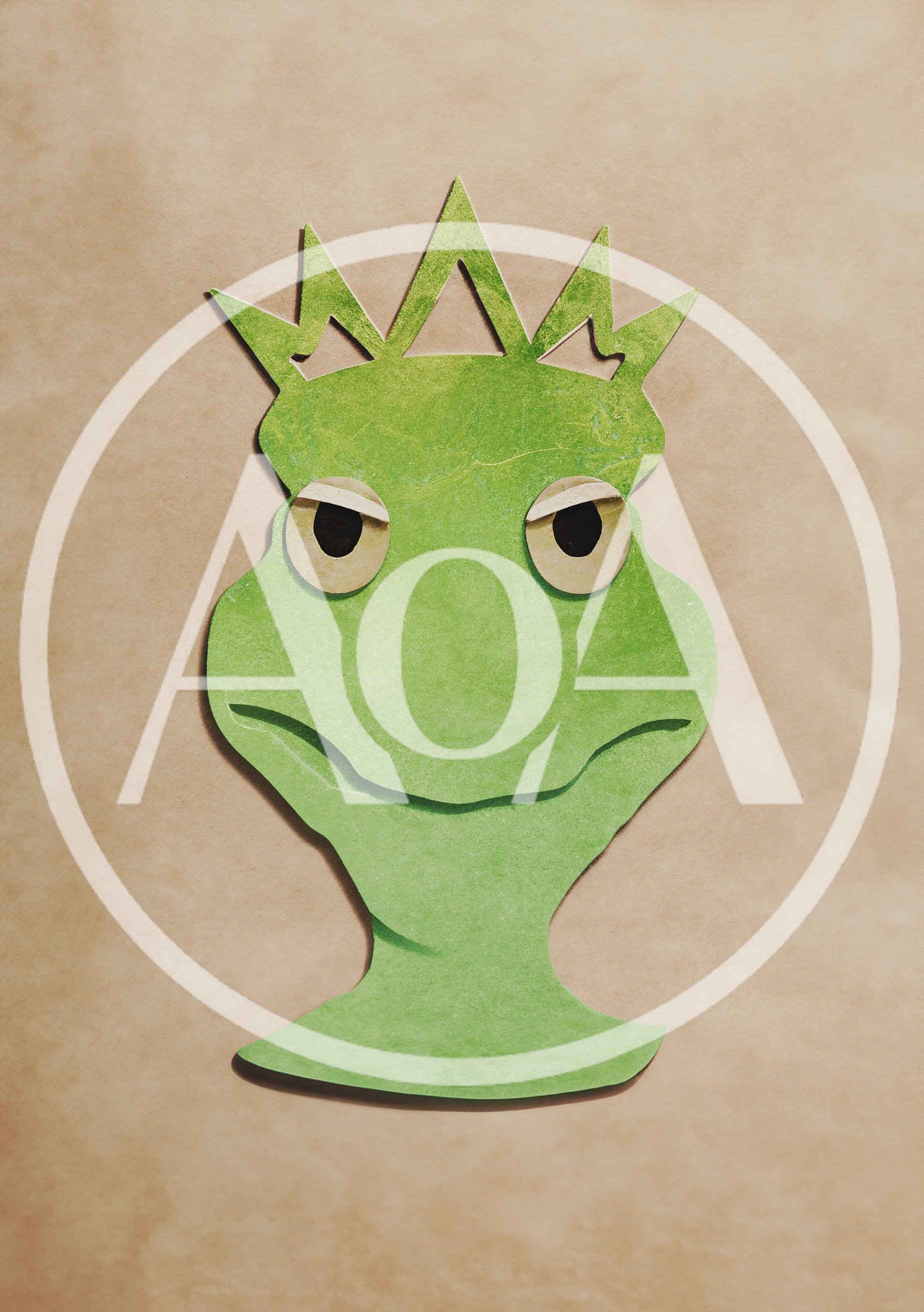 Paper Cutout Frog King Illustration