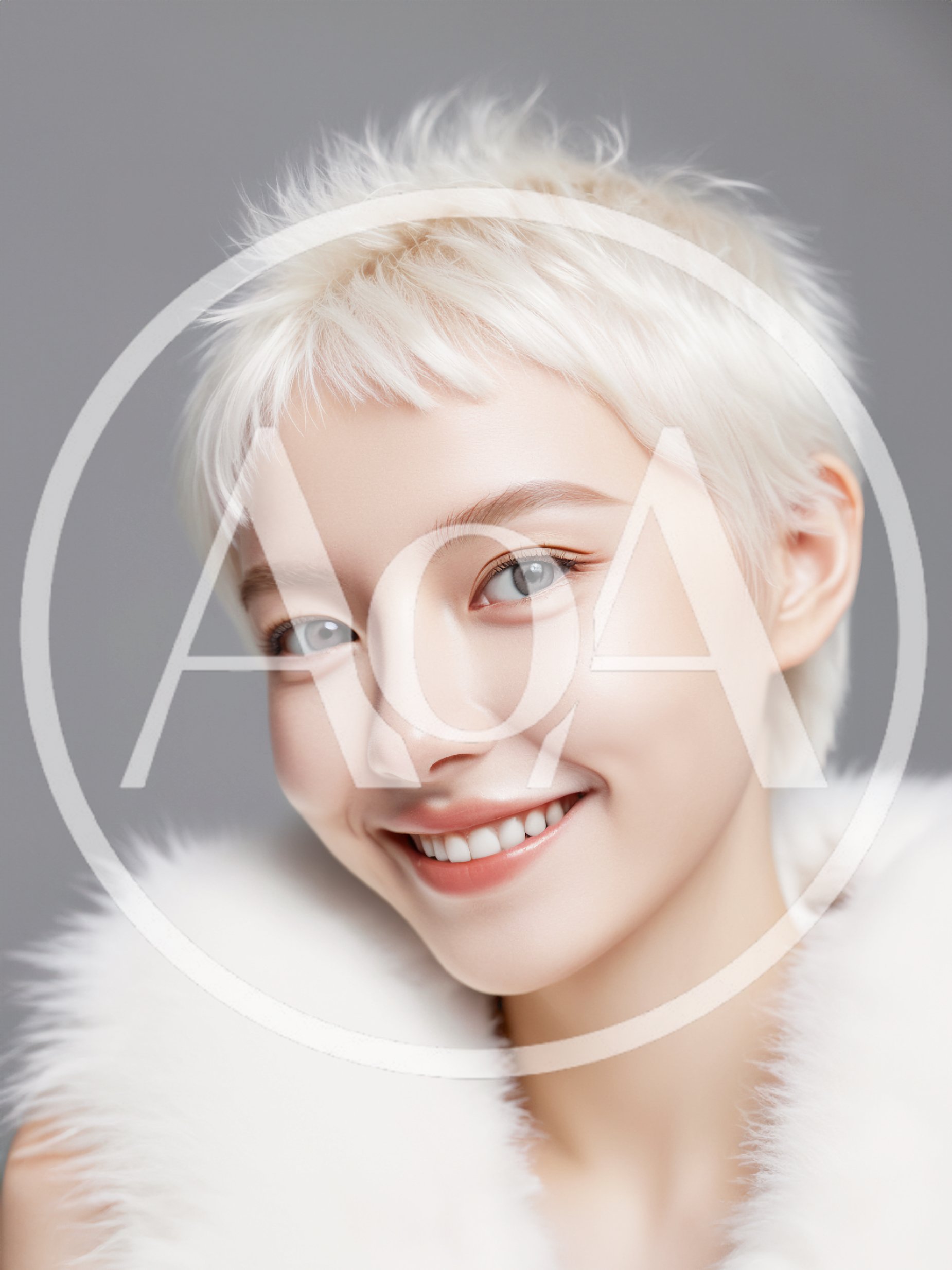 Portrait Of A Young Woman With Short Platinum Hair