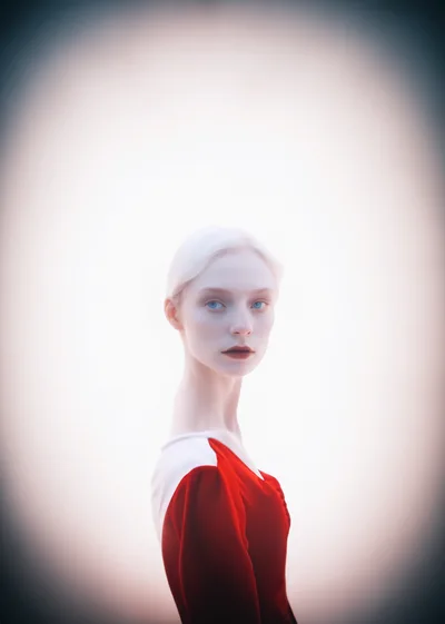 Portrait Of A Pale Woman In A Red Dress