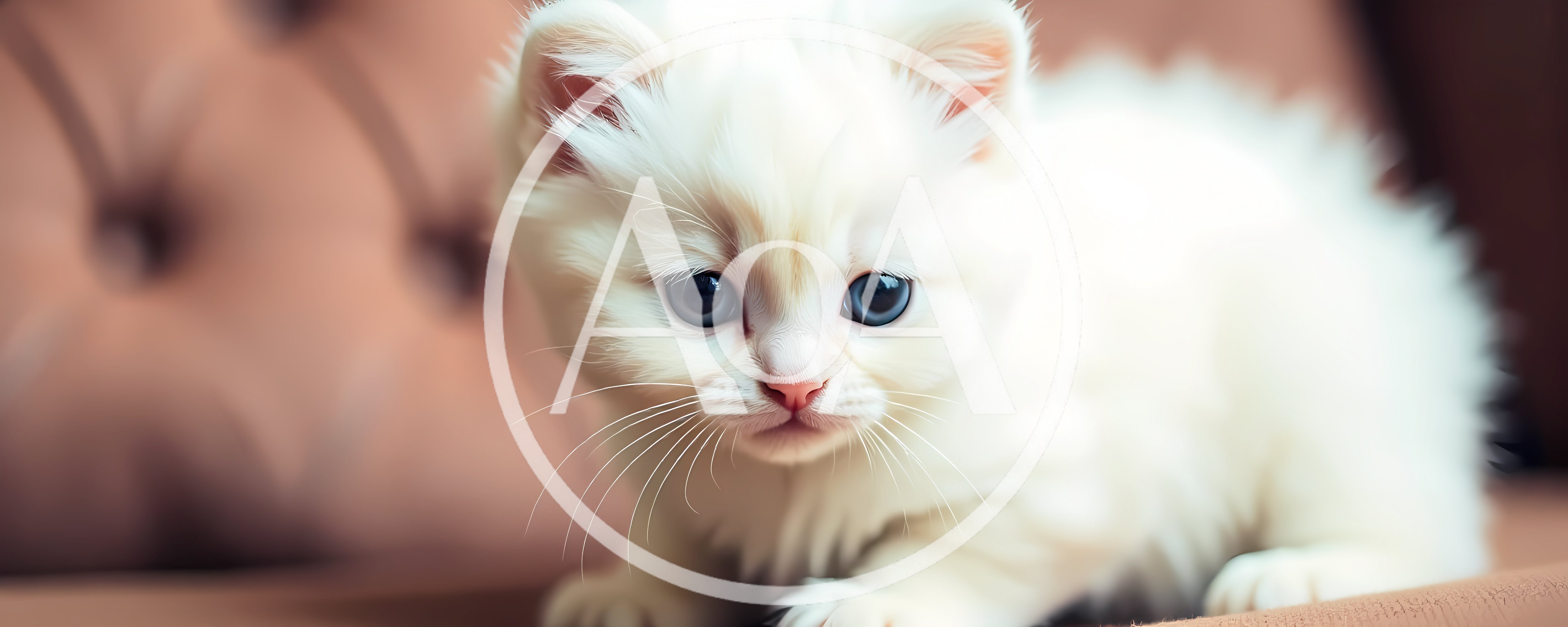 Adorable Fluffy White Kitten With Blue Eyes