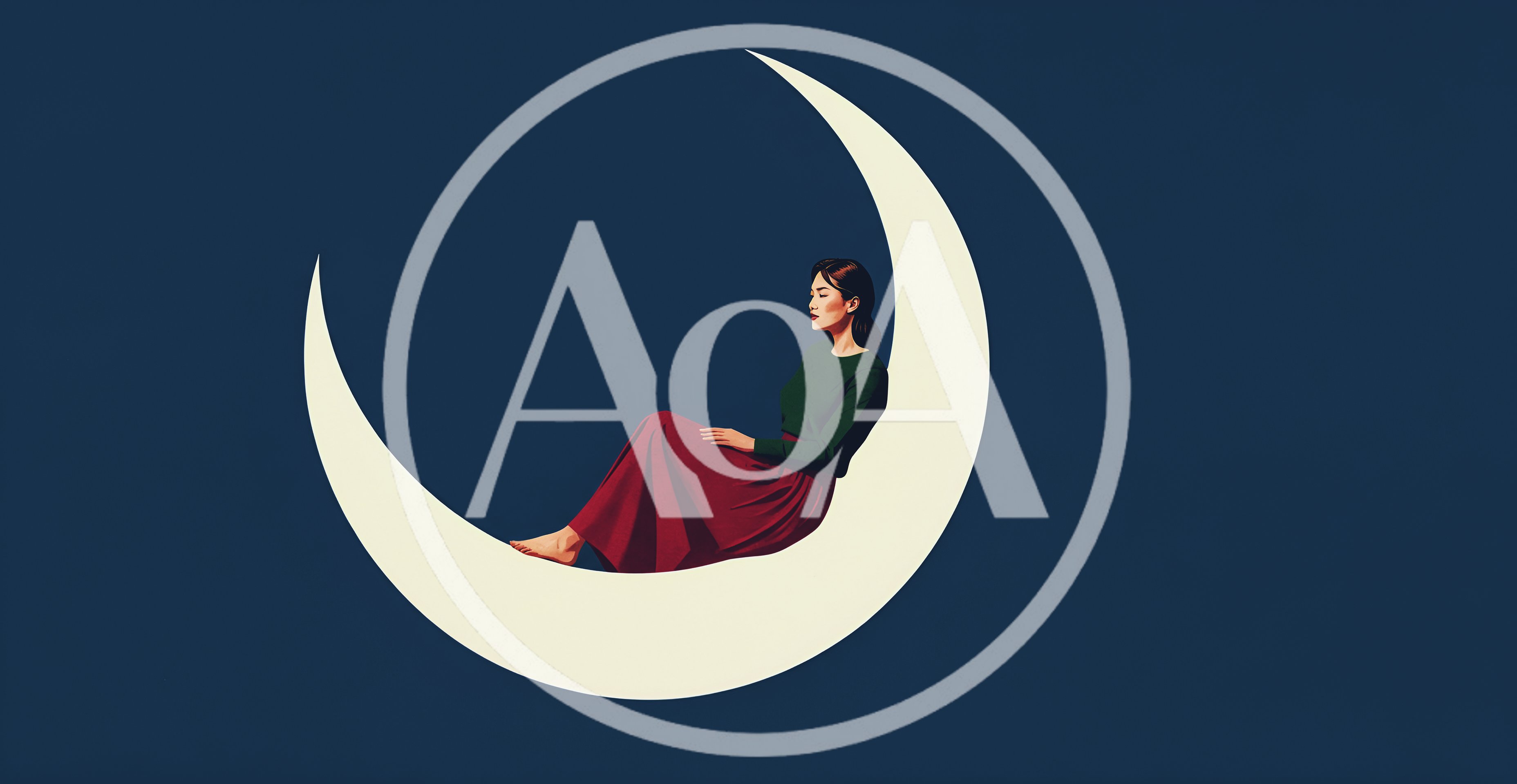 Woman Sitting On A Crescent Moon Illustration