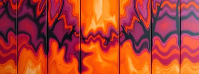 Abstract Fluid Art With Wavy Orange And Purple Patterns