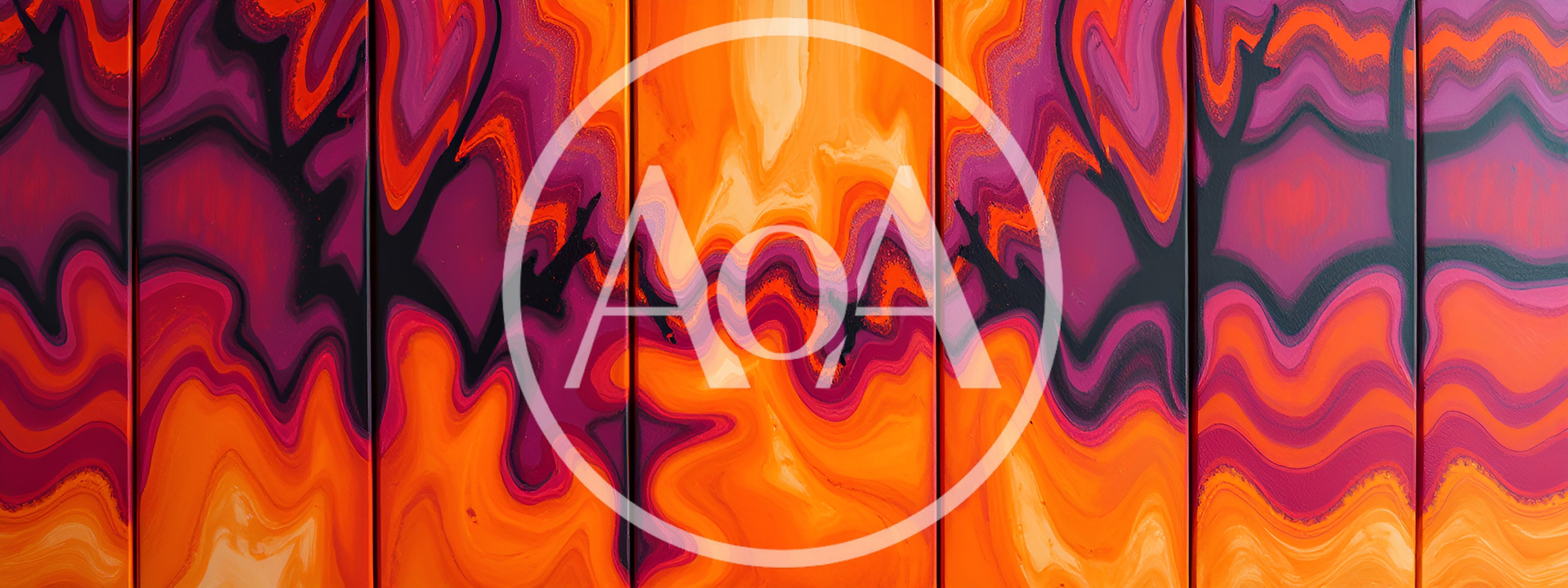 Abstract Fluid Art With Wavy Orange And Purple Patterns