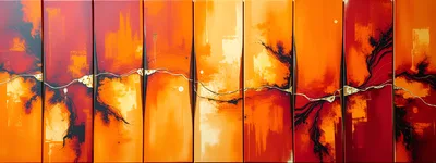 Abstract Red And Orange Multi Panel Wall Art