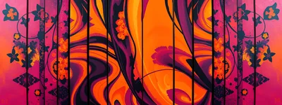 Abstract Floral Art With Vibrant Orange And Pink Swirls