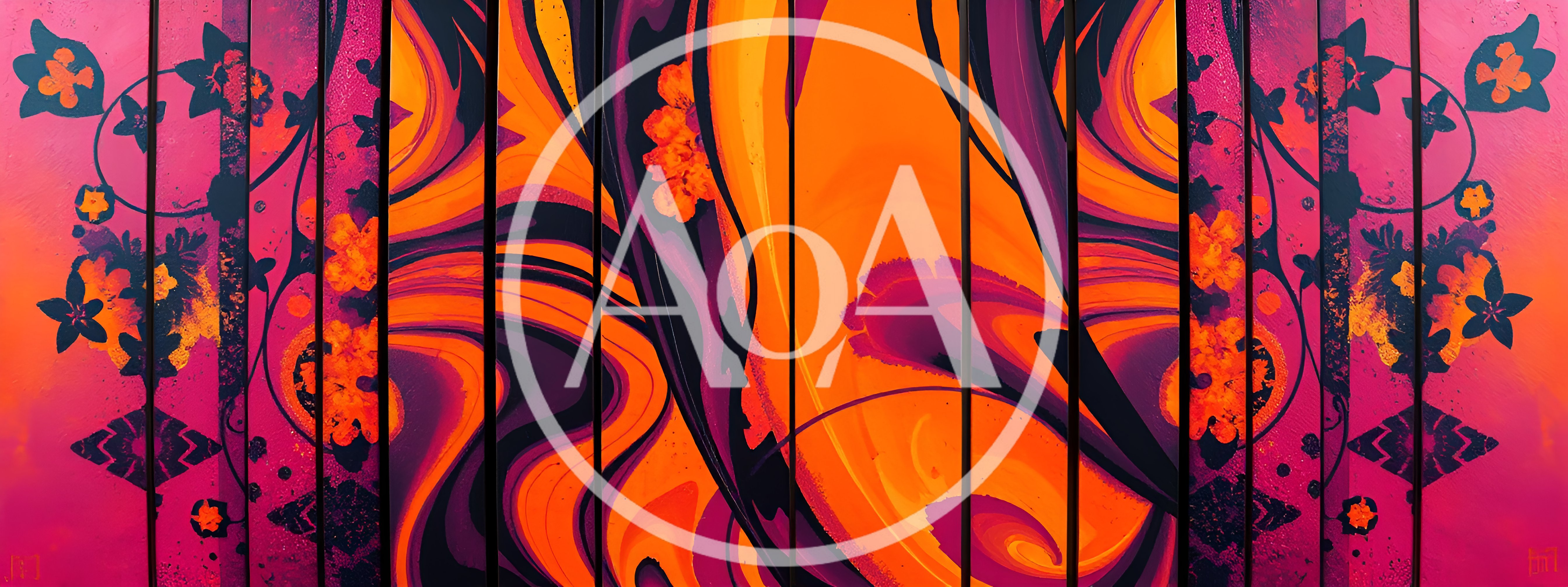 Abstract Floral Art With Vibrant Orange And Pink Swirls