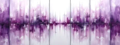 Abstract Purple Cityscape Reflection Oil Painting