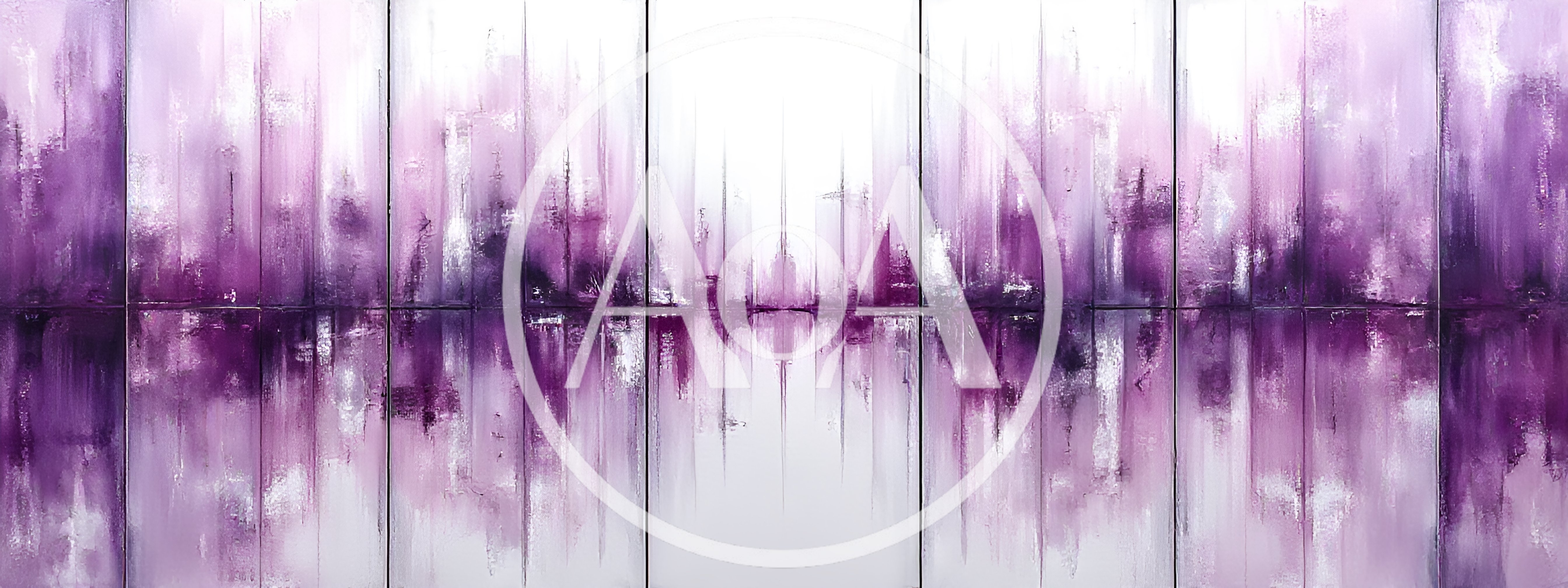 Abstract Purple Cityscape Reflection Oil Painting