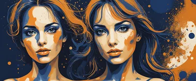 Stylized Digital Illustration Of Twin Women