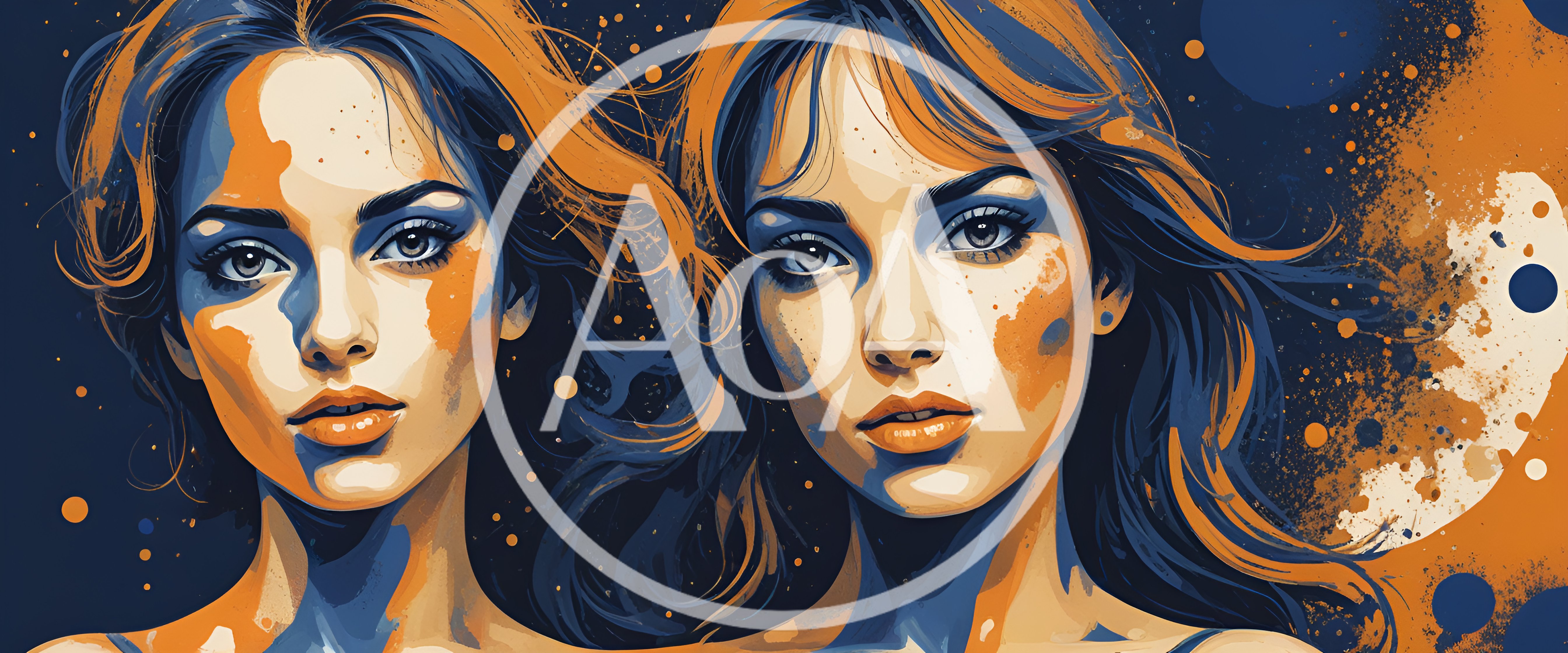 Stylized Digital Illustration Of Twin Women