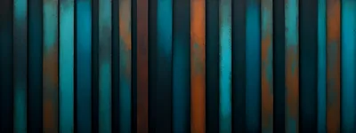 Abstract Vertical Metal Panels With Teal And Rust Texture
