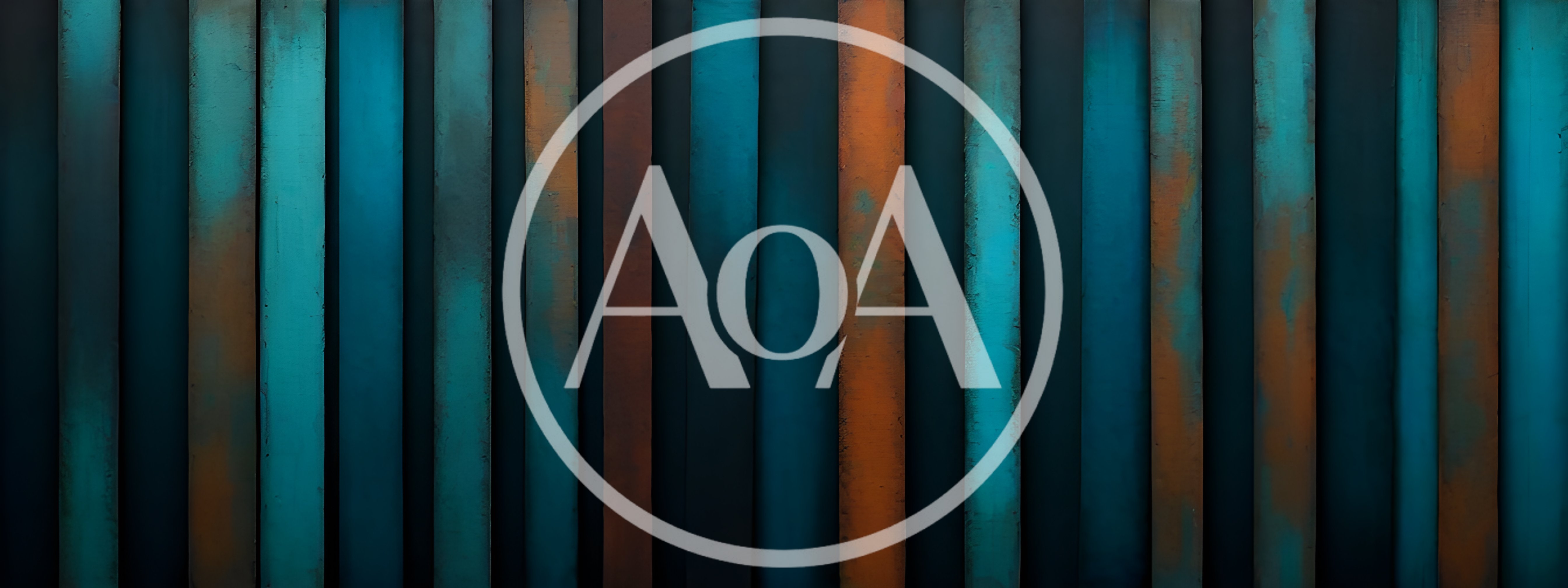 Abstract Vertical Metal Panels With Teal And Rust Texture