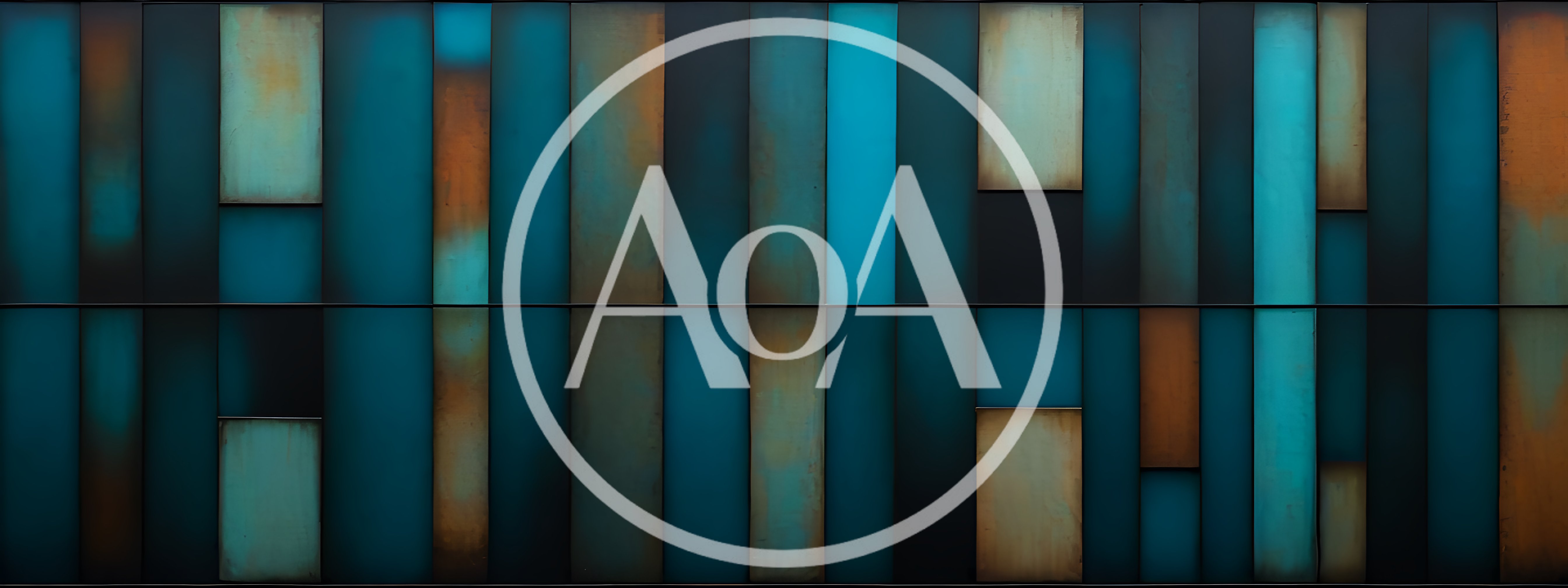 Abstract Metal Wall With Teal And Rust Panels