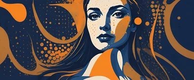 Stylized Digital Portrait Of A Woman With Abstract Elements