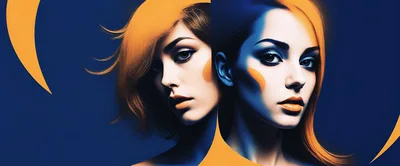 Dual Portrait Of Two Women With Stylized Lighting