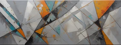 Abstract Geometric Painting With Orange And Grey Tones