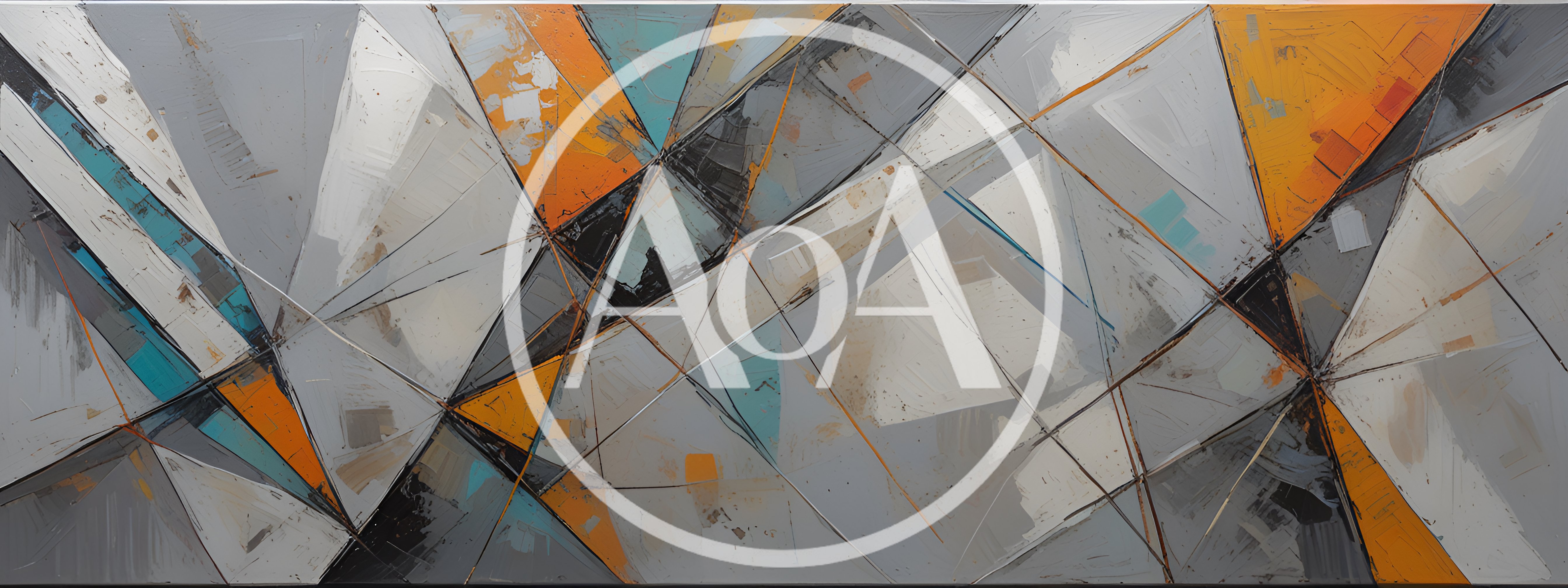 Abstract Geometric Painting With Orange And Grey Tones