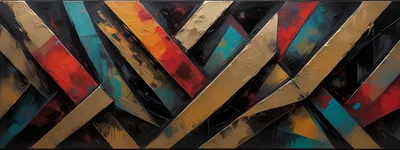 Abstract Geometric Oil Painting With Bold Diagonal Stripes