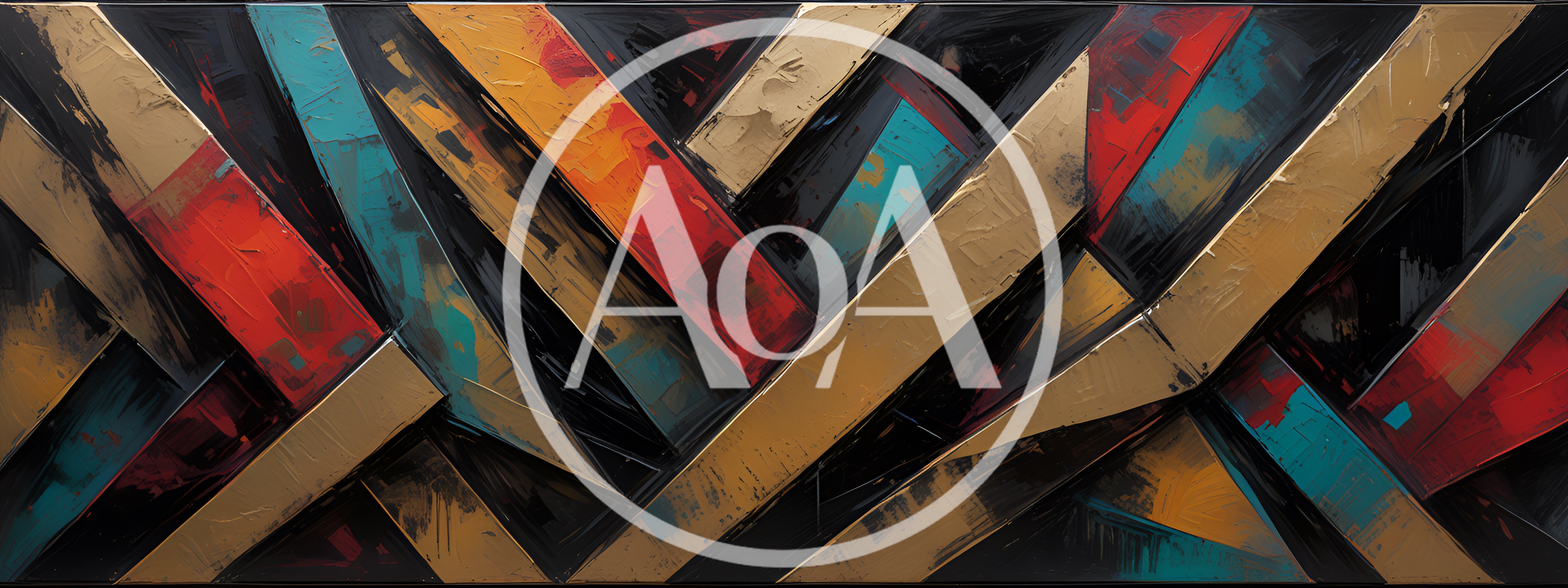 Abstract Geometric Oil Painting With Bold Diagonal Stripes