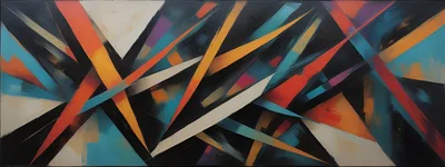 Abstract Geometric Oil Painting With Sharp Angular Shapes