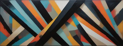 Abstract Geometric Painting With Bold Diagonal Stripes