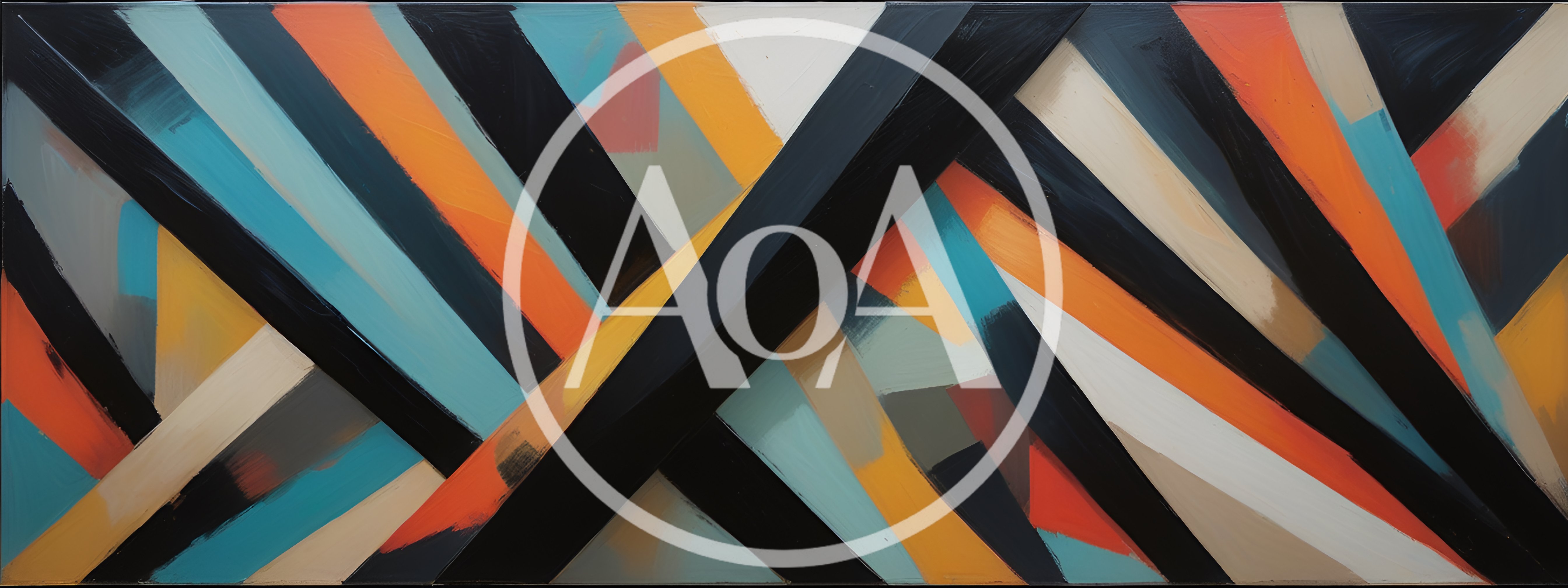 Abstract Geometric Painting With Bold Diagonal Stripes