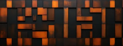 Abstract Geometric Wall With Rusted Metal Panels