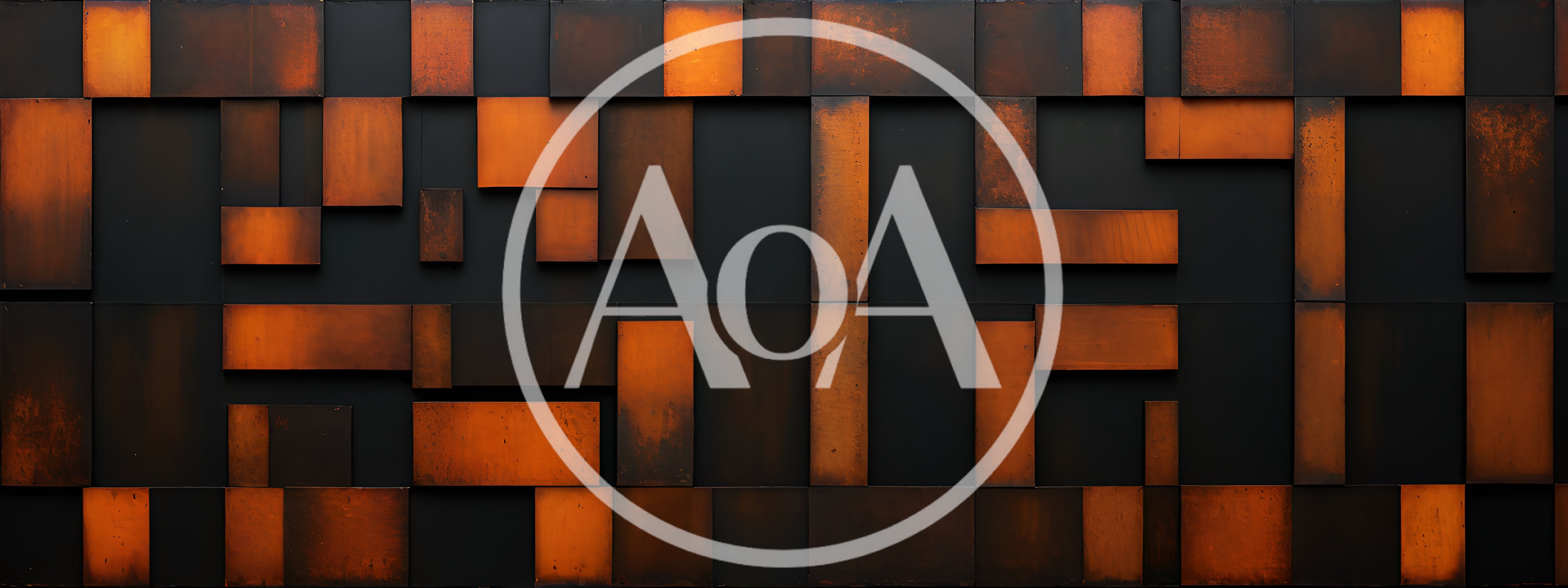 Abstract Geometric Wall With Rusted Metal Panels