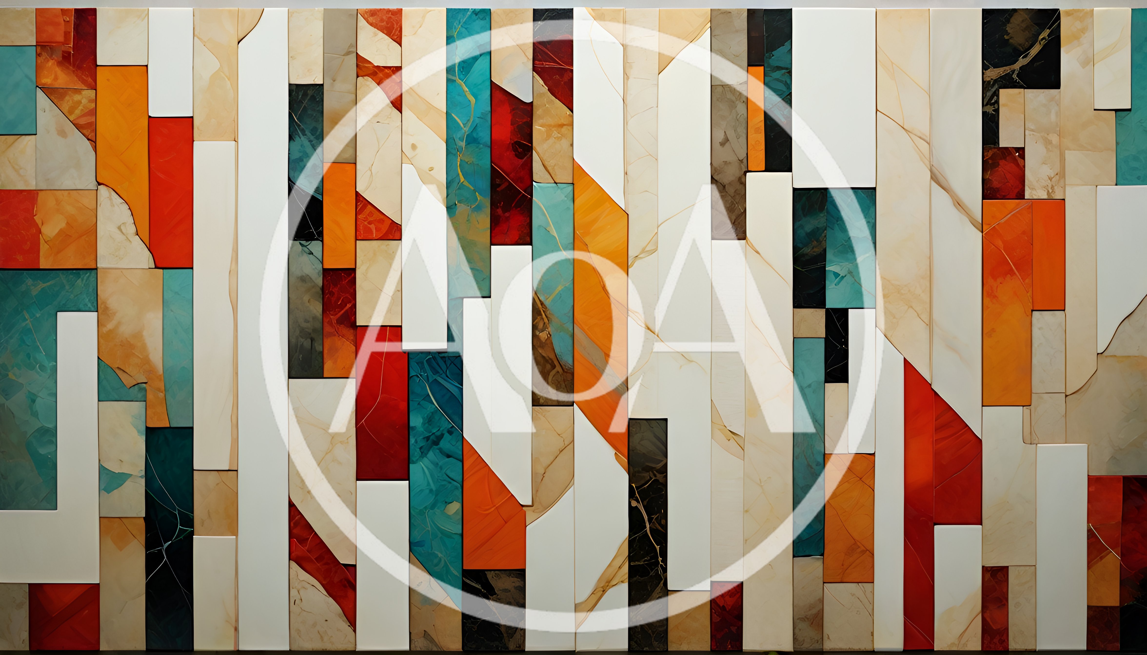 Abstract Geometric Wall Art With Marble Texture Panels
