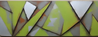 Abstract Geometric Metal Wall Art With Green Patina