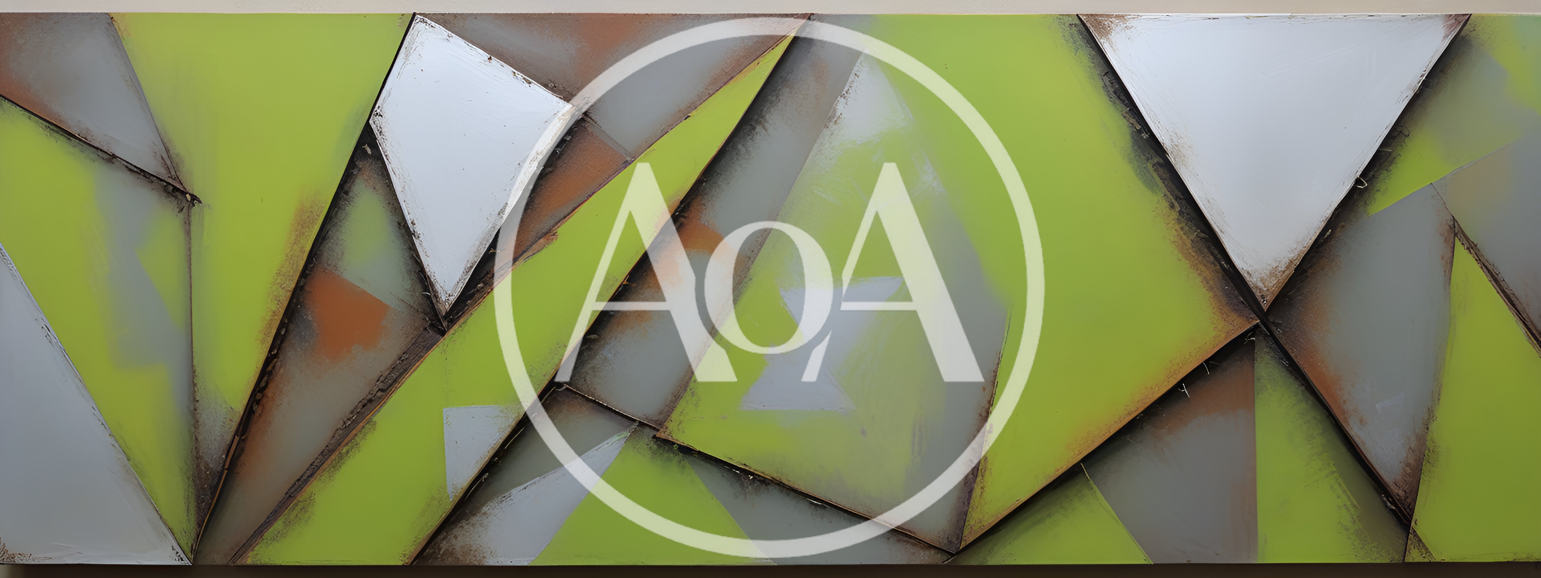 Abstract Geometric Metal Wall Art With Green Patina